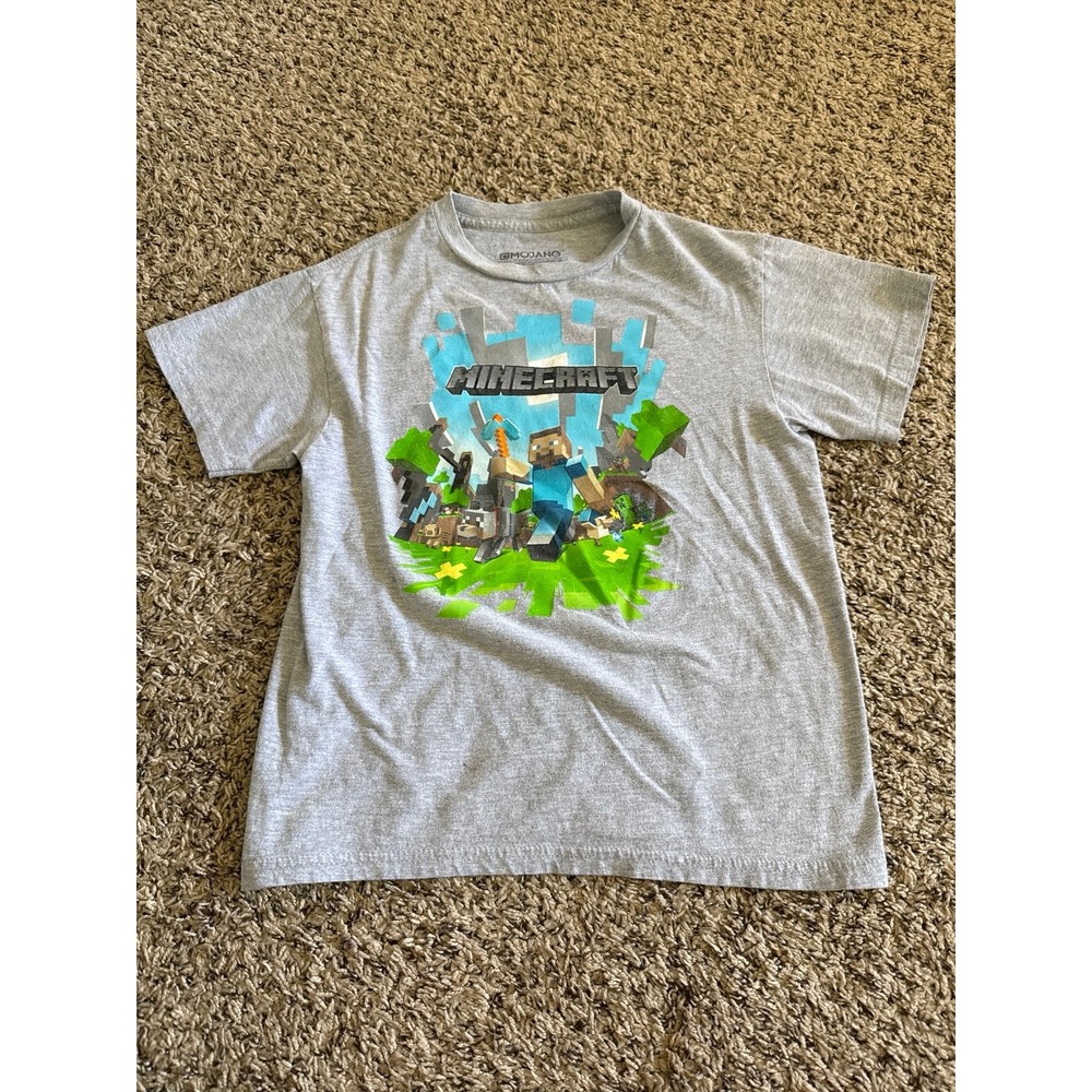 Mojang Boys Gray "Minecraft" short sleeve‎ tee Size 8